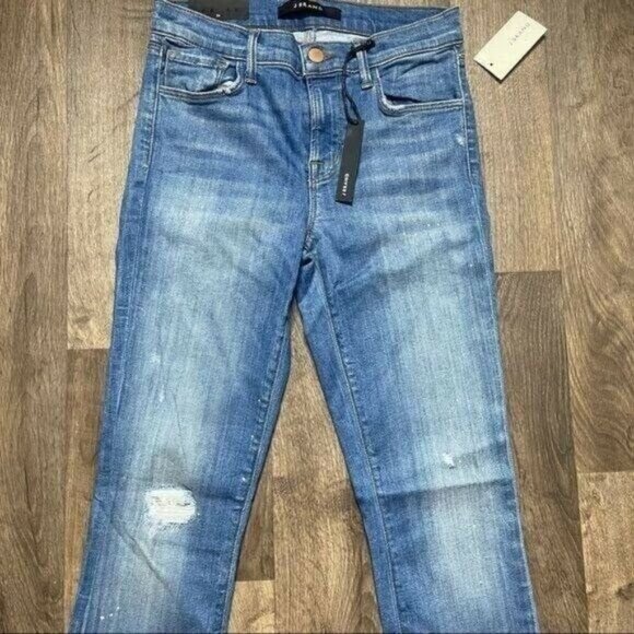 J Brand Collison Distressed Blue Mid Rise Jeans Size 26 - Picture 3 of 12